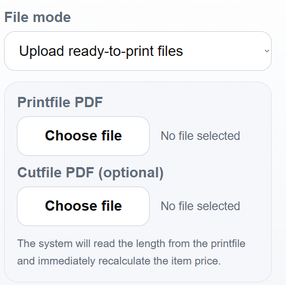 Order upload mode example